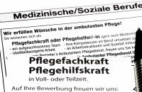 Ausschnitt aus einer beispielhaften Stellenanzeige für Pflegefachkraft/Pflegehilfskraft