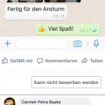 Whatsapp-Verlauf mit positivem Statement zum neuen Stand
