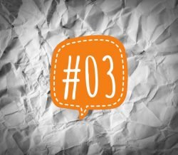 Links der Woche 03/2018 - orange Sprechblase mit der Nummer 3 auf verknittertem Papier
