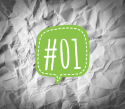 Links der Woche 01/2018 - grüne Sprechblase mit der Nummer 1 auf verknittertem Papier