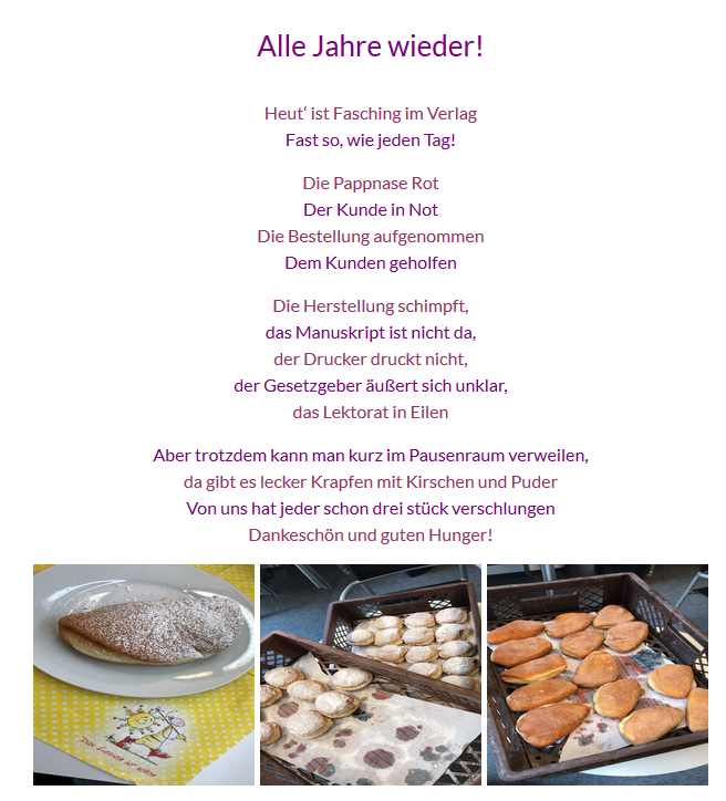 Fasching im Walhalla Fachverlag