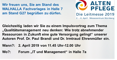 Standeinladung Altenpflegemesse Nürnberg, 2./4.4.2019
